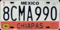 Nummernschilder / Kfz-Kennzeichen Mexiko 1999 1990er Chiapas