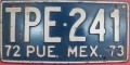 Nummernschilder / Kfz-Kennzeichen Mexiko 1972 1970er Puebla