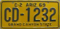 Nummernschilder / Kfz-Kennzeichen USA 1969 1960er Arizona AZ