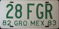 Nummernschilder / Kfz-Kennzeichen Mexiko 1982 1980er Guerrio
