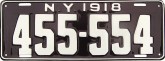 Nummernschilder / Kfz-Kennzeichen USA 1918 1910er New York NY