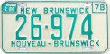 Nummernschilder / Kfz-Kennzeichen Kanada 1972 1970er New Brunswick