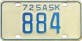 Nummernschilder / Kfz-Kennzeichen Kanada 1972 1970er Saskatchewan