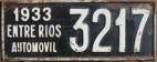 Nummernschilder / Kfz-Kennzeichen Argentinien 1933 1930er Entere Rios