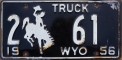 Nummernschilder / Kfz-Kennzeichen USA 1956 1950er Wyoming WY