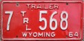 Nummernschilder / Kfz-Kennzeichen USA 1964 1960er Wyoming WY