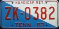 Nummernschilder / Kfz-Kennzeichen USA 1967 1960er Tennesssee TN