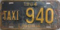 Nummernschilder / Kfz-Kennzeichen Liberia, Republik 1964 1960er Taxi