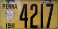Nummernschilder / Kfz-Kennzeichen USA 1911 1910er Pennsylvania PA