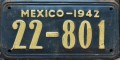 Nummernschilder / Kfz-Kennzeichen Mexiko 1942 1940er Taxi