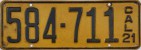 Nummernschilder / Kfz-Kennzeichen USA 1921 1920er california ca