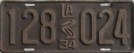 Nummernschilder / Kfz-Kennzeichen USA 1934 1930er Louisiana LA