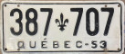 Nummernschilder / Kfz-Kennzeichen Kanada 1953 1950er Quebec