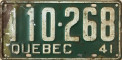 Nummernschilder / Kfz-Kennzeichen Kanada 1941 1940er Quebec
