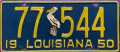 Nummernschilder / Kfz-Kennzeichen USA 1950 1950er Lousiana LA