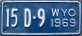Nummernschilder / Kfz-Kennzeichen USA 1969 1960er Wyoming WY