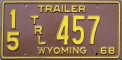 Nummernschilder / Kfz-Kennzeichen USA 1968 1960er Wyoming WY